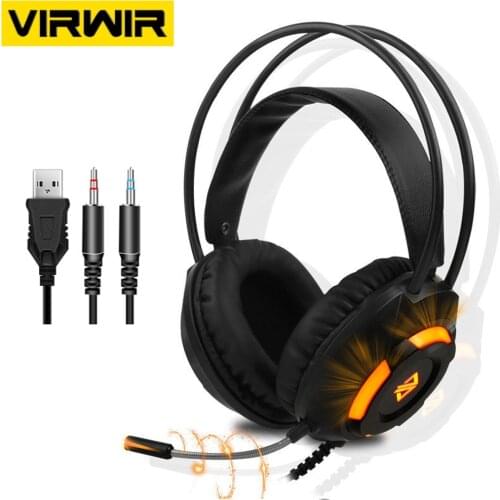 Professional 3.5mm Gaming Headphones USB Stereo Sound Headsets LED Light Gamer Earphones With Mic for PS4 Xbox Switch PC Laptop