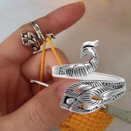 Adjustable Knitting Ring Crochet Loop Knitting Accessories Knitting Loop Finger Wear Thimble Yarn Guide For Faster Knitting