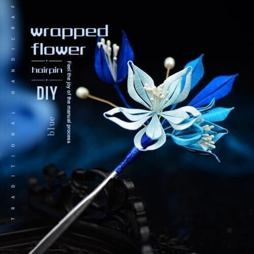 Handmade bun / traditional wrapped flower DIY kit Hair accessories with traditional clothing Silk embroidery thread