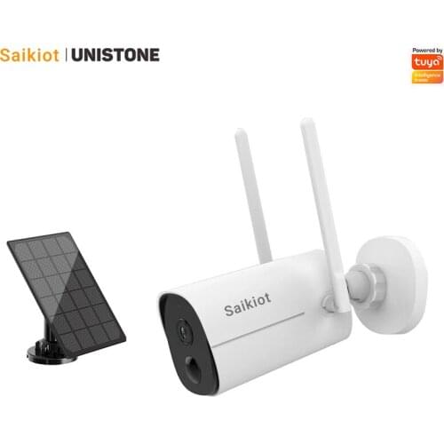 Saikiot Tuya Smart 2MP 1080P 10400mAh Solar Powered Battery Camera Outdoor Waterproof Two Way Audio PIR Motion Detection Camera