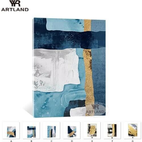 Modern wall decoration Handmade acrylic abstract oil painting on canvas gold foil landscape art picture for living room entrance