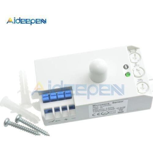 DC 12V 24V 5.8GHz LED Microwave 360 Degree Radar Sensor Light Switch Human Body Motion Induction Sensor Controller Switch Detect