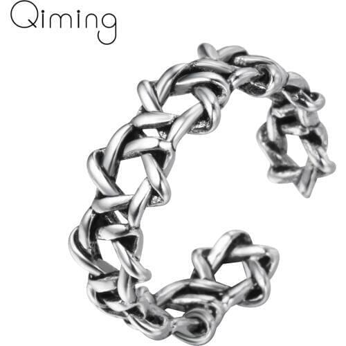 Thai Fashion Hexagram Open Ring For Men Women Hollow Star Of David Chanukah Jewish Adjustable Vintage Ring Male Gift