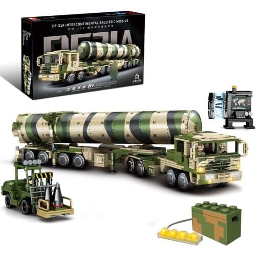 Military War Weapon Light DF-31 Ballistic Missile Tank Model Bricks Building Blocks Toys for Children Boys Kids Gifts 1354Pcs