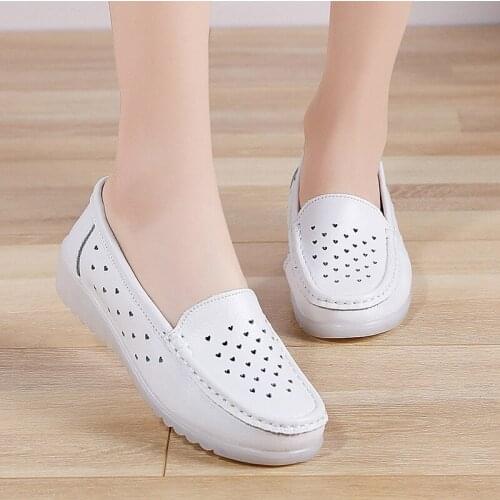 Nurse shoes womens soft-soled white 2021 spring and summer flat-bottomed slope heel breathable comfortable single shoes