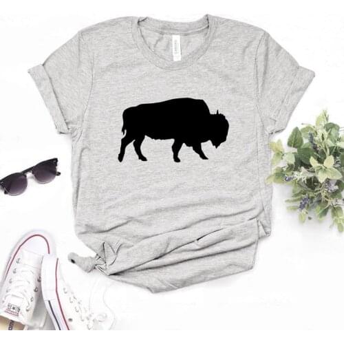 Buffalo Print Women Tshirts Cotton Casual Funny t Shirt For Lady Yong Girl Top Tee 6 Color NA-1041