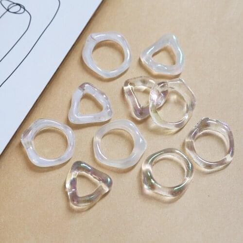 10pcs Korean phantom color transparent geometry earrings original hollow resin pendant jewelry hairpin accessories materials