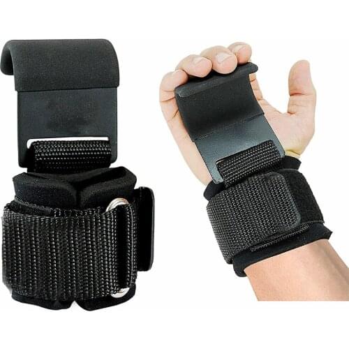 2PCS Weight Lifting Hooks Lifting-Hook Hand-Bar Fitness Wrist Straps Heavy Duty Pull-ups Power Lifting Grips Padded Workout Hook