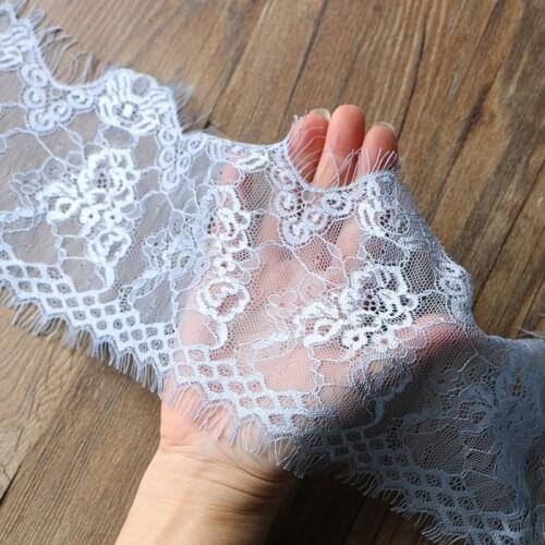 3Meters/lot 13cm greywidth Eyelashes lace trim flower Unilateral wave lace fabric handmade diy clothes accessories