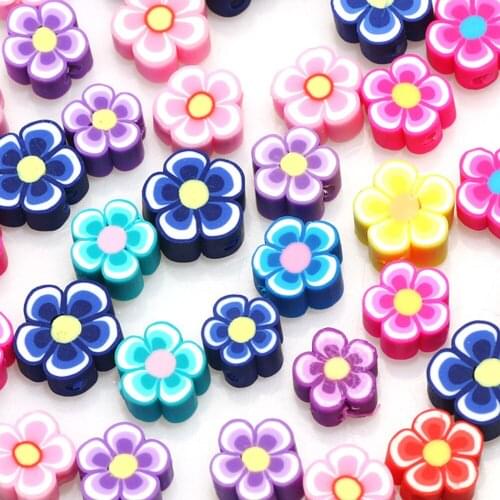 50/100pcs 8-11mm Mixed Colors Flower Shape Clay Spacer Beads Polymer Clay Beads For Jewelry Making DIY Handmade Accessories