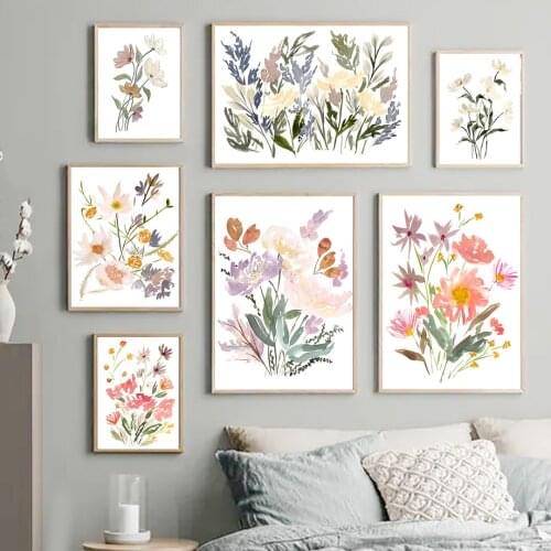 Watercolor Flower Leaf Vintage Plant Wall Art Canvas Painting Nordic Posters And Prints Decor Pictures For Living Room Mural