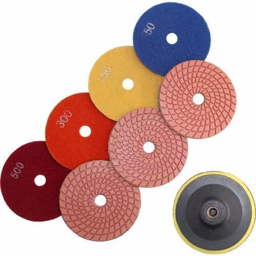 7 PCS/Set 110mm Diamond Polishing Pad 4 Inch Abrasive Tool Grit 50-3000# For Stone Granite Marble Concrete Grinding