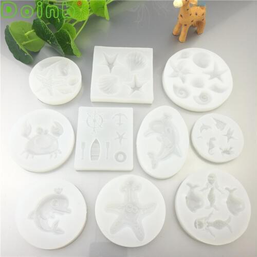 Dolphin Sea Shell Conch Fondant Silicone Mold Cake Decoration Pendant Resin Jewelry Making Moulds Clay Tools