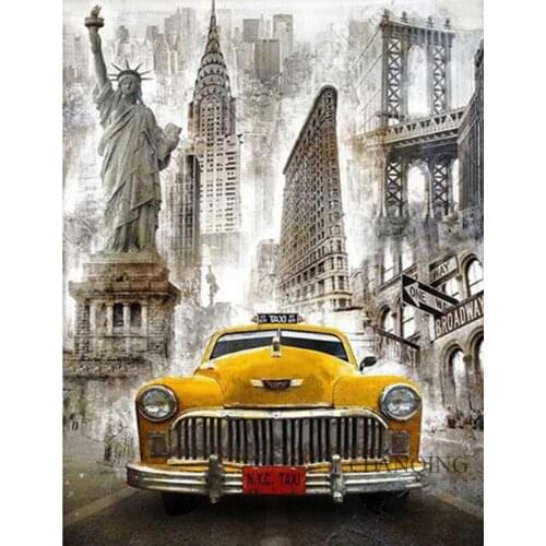 Diy 5d Diamond Painting New York City Car Cross Stitch Full Round square Diamond Embroidery Home art decoration picture