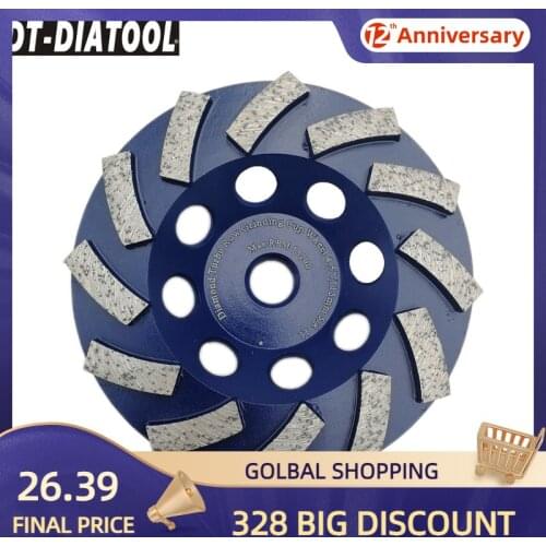 DT-DIATOOL 1pc 5/8-11 Dia 115mm/4.5inch Diamond Segmented Turbo Row Cup Grinding Wheel For Concrete Hard Stone Granite Marble
