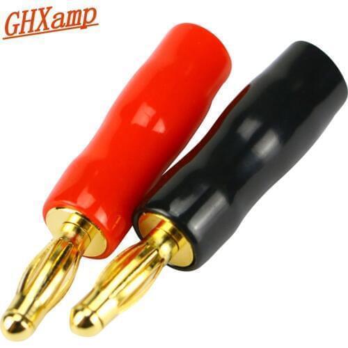 GHXAMP 4mm Speaker Banana Plug Speaker Connector Copper Gold Plated Banana Jack Match With Binding Post 2pcs