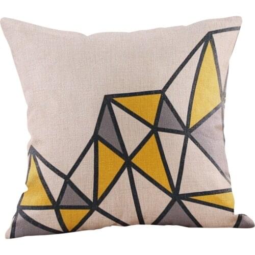 Mustard Pillow Case Yellow Geometric Fall Autumn Cushion Cover Decorative Pillowcase Cotton Linen Sofa Cushion#007