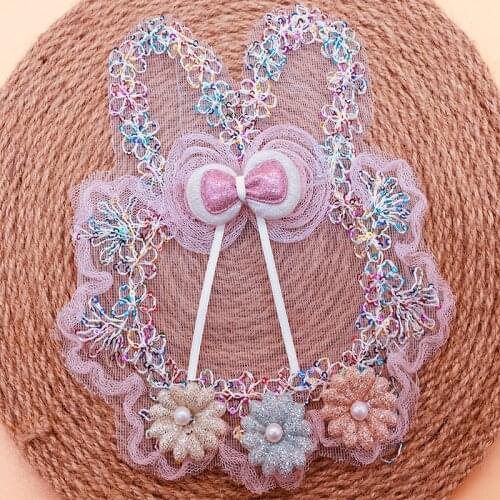 Nice Embroidery Lace Fabric Applique Clothing Patch Flower Rabbit Cloth Hat Backpack Skirt Home Textile DIY Decoration Dentelle