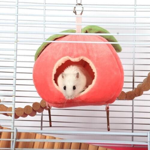 Small Pet Nest Cute Soft Hamster House Winter Warm Pet Cage Cotton Hanging Sleeping Bed for Rodent/Rat/Hedgehog Small Animal