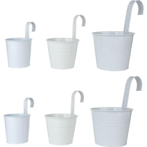 Wall Planter Hanging Bucket Iron Removable Indoor Fence Succulent Detachable Hook 2pcs Garden Decoration Metal Outdoor Pots