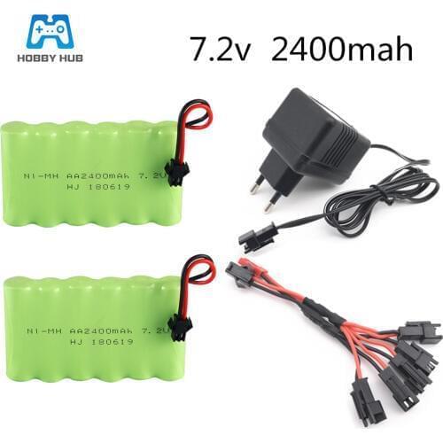 7.2v 2400mah NI-MH Battery with charger 5in1 cable for RC car ship robot 7.2 v AA nimh High capacity electric toys battery group