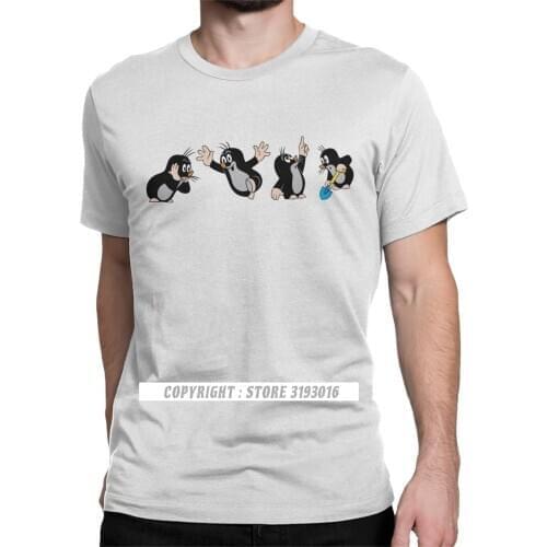 Novelty European Mole Comics T Shirt for Men Cotton Tshirt Krtek Little Maulwurf Cute Cartoon Camisa Tees Streetwear