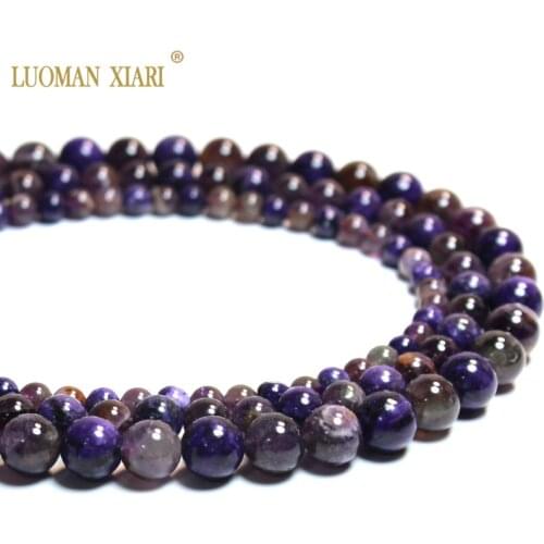Wholesale AAA 100% Natural Charoite Purple Round Stone Beads For Jewelry Making Diy Bracelet Necklace 6/8/10MM