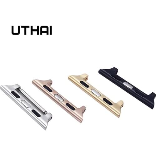 UTHAI A14 Connector Adapter For Apple Watch band apple watch 4 3 5 iwatch band strap 42mm/38mm 44mm/40mm Seamless Aluminum Linke