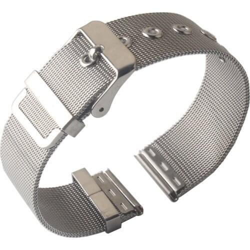 Watchband Silver Stainless Steel Metal Thin Mesh Watch Band Strap Bracelet 18mm 20mm 22mm 24mm For Fashion Watches Replace New