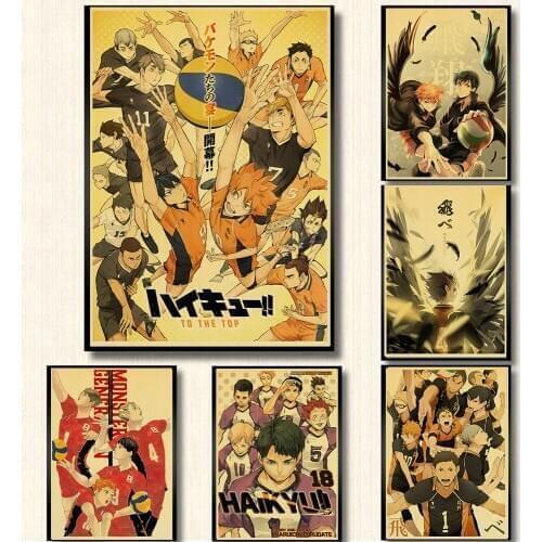 New Hot Japanese Cartoon Haikyuu Retro Poster kraft Paper Prints Clear Image room Bar Home Art painting wall sticker