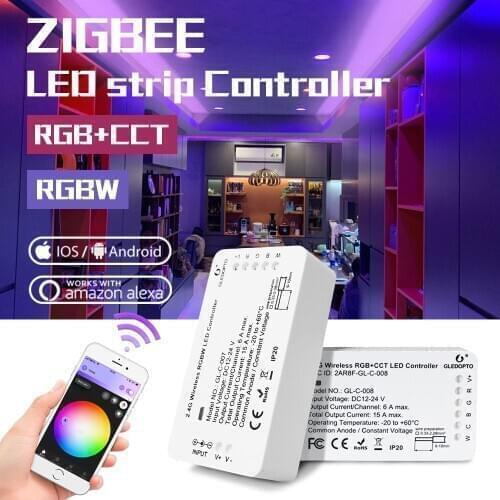 DC12-24V Smart RGBW/RGBCCT LED ZigBee Strip Controller, Automation devices, Alexa Voice control, Phone App control