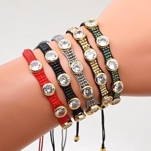 WT-B546 Unique Miyuki new fashion ladies bracelet 3 rows crystal hand-woven bracelet handmake vintage boho bracelet with weaven