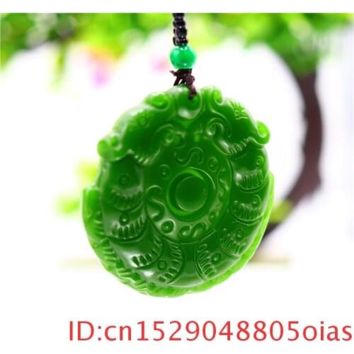 Green Jade Dragon Pendant Necklace for Chinese Carved Jewelry Men Natural Charm Amulet Fashion Jadeite Gifts Women