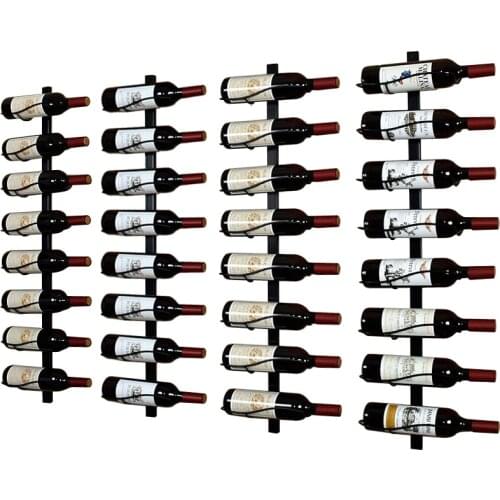 4-16 Bottles Iron Wall Mounted Wine Rack Creative Hanging Wine Bottle Rack Holder for Fall Bar Storage Cabinet Flat/Tilted