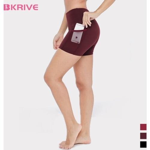 Women Gym Jogging Running Shorts Yoga Shorts High Waist Lifting Push Up Tight Sports Pocket Fitness Female Yoga Short Pants 2021