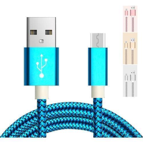 1m Braided Nylon Charging Cable Micro USB interface for Android Phone Cable Data Transfer Cord mobile phone charger cord data