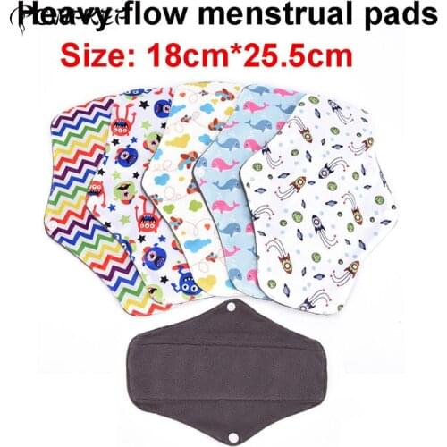 1pcs Long Panty Liner Cloth Menstrual Pad,Bamboo Charcoal,Mama Cloth Menstrual Sanitary Reusable
