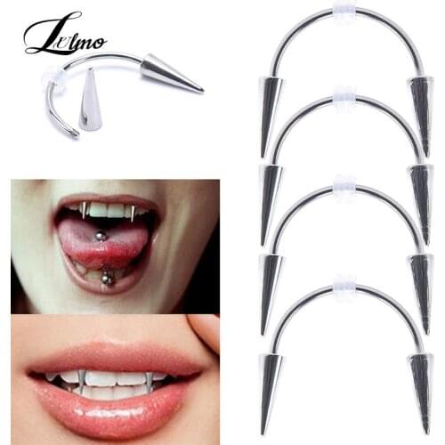 1PC Dracula Nail Septum Piercing Tiger Tooth Nail Stainless Steel C Rod Smile Lip Piercing Zomibe Vampire Tooth Decoration Punk