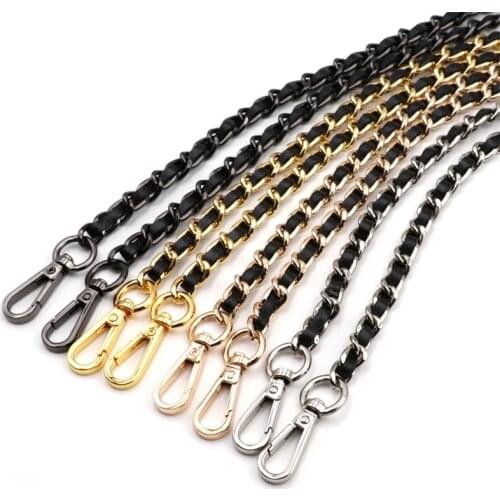 100/120CM Women Fashion Metal PU Leather Chain Bag Handle Strap Replacement Shoulder Strap Bag Hardware Handbag Strap Bag Parts