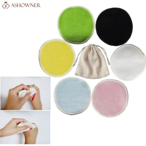 2/5pcs Reusable Bamboo Fiber Makeup Remover Pads Washable Rounds Cleansing Facial Cotton Make Up Removal Pads Tool
