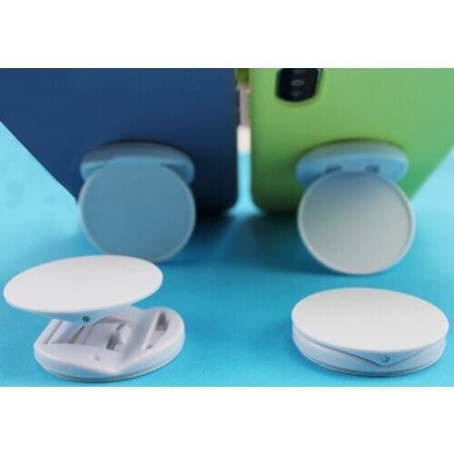 2pcs Round folding mobile phone bracket groove material lazy desktop bracket phone finger ring holder with sticker
