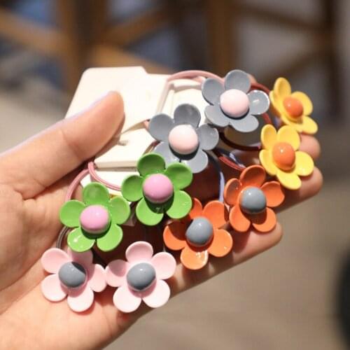 2pcs/lot Cute Five Petal Flower Princess Headwear Elastic Hair Bands Children Ropes Girls Accessories Cartoon Baby Headdress