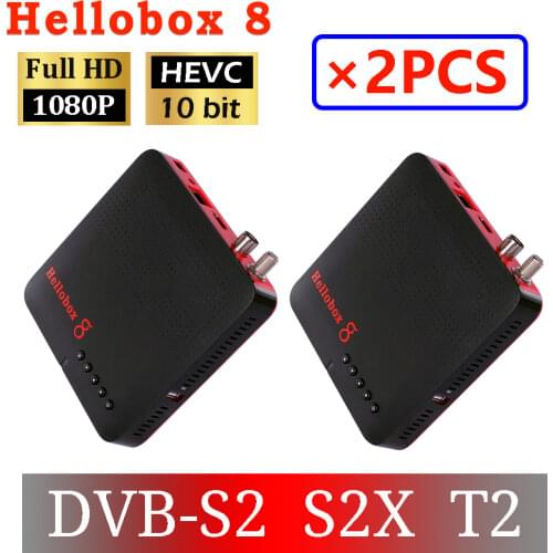 [2PCS] Hellobox 8 H.265 HEVC TV Receiver DVB T2 S2 S2X Hellobox8 Set Top Box support RJ45 PowerVu Biss Built-in WiFi
