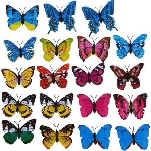 20pcs 7cm 3D Artificial Butterfly Pin Clip Double Wing for Home Christmas Wedding Decoration, Colors Randomly Send