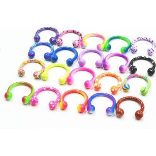 20pcs Titanium Horseshoe Rings 16g Circular Barbell Nose Hoop Septum Rings Ear Cartilage/Diath/Tragus Piercing