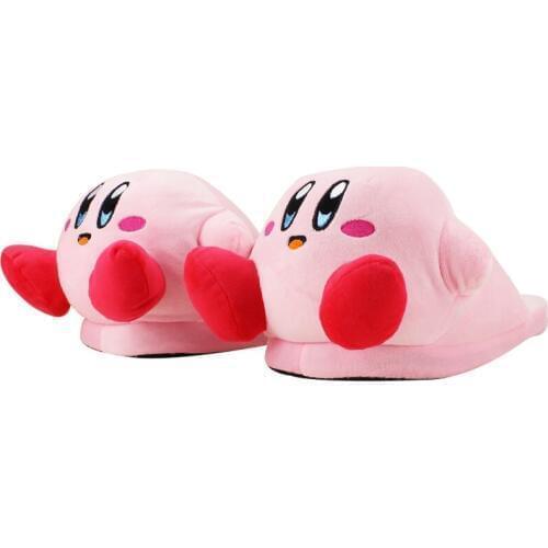 30cm Cartoon kawaii Kirby Plush Soft Stuffed slippers Winter warm indoor Cute Pink Shoes Toys Doll Christmas gifts for Girls