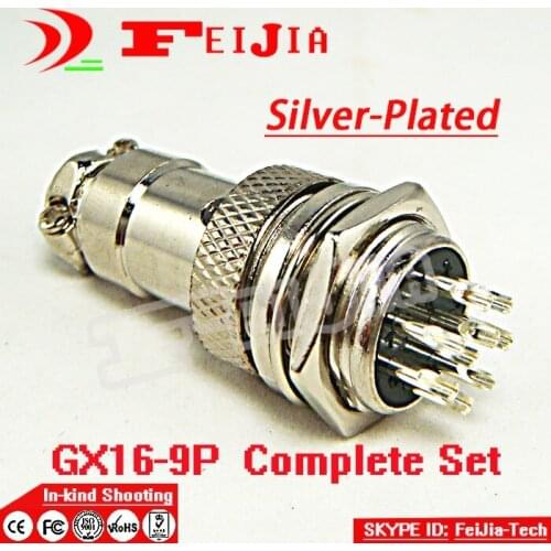 5set/pack 9 Pin 16mm [Silver-plated] Wire Panel Connector kit GX16-9P Socket+Plug,RS765 Aviation plug interface Free Shopping