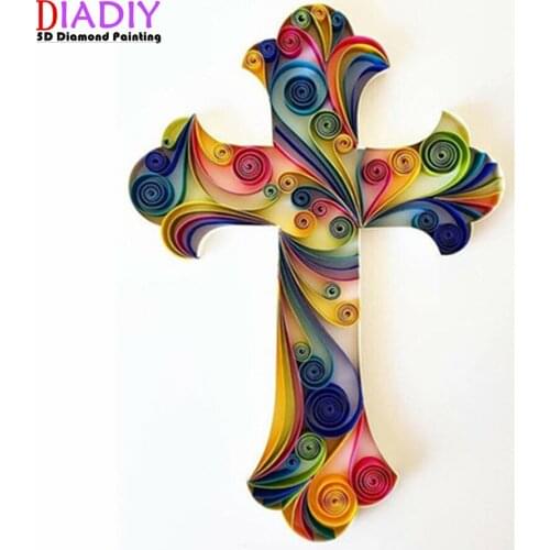 5D Diy Diamond Painting Religious Cross Landscape Diamond Embroidery Jesus Christian Religiou Icons Diamond Mosaic Cross Stitch