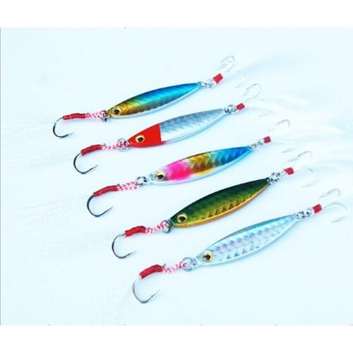6PCS Fishing Spoon double Feather hook Jigbait Jig Lure baits 7/10/15/20/30g