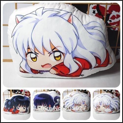 Anime Inuyasha Higurashi Kagome Sesshoumaru Kikyo figure pillow toy stuffed plush doll double sided case cosplay 48cm